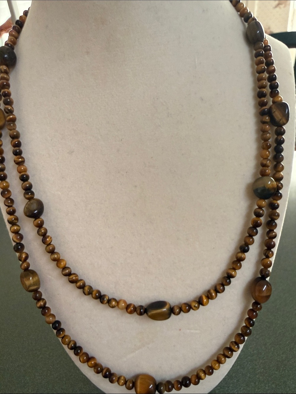 Tiger Eye Beaded Necklace - Brown